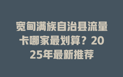 宽甸满族自治县流量卡哪家最划算？2025年最新推荐