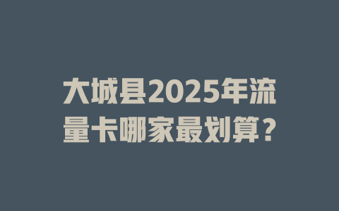 大城县2025年流量卡哪家最划算？