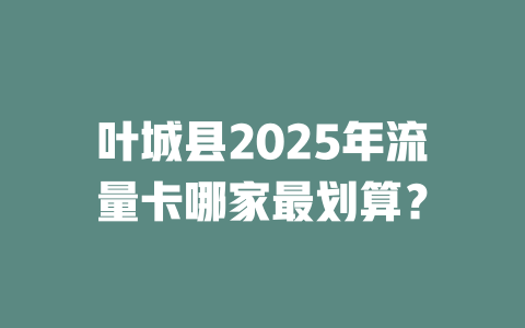 叶城县2025年流量卡哪家最划算？