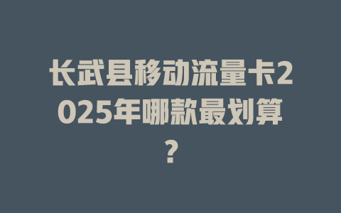 长武县移动流量卡2025年哪款最划算？