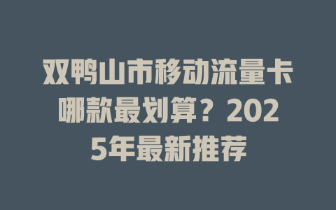 双鸭山市移动流量卡哪款最划算？2025年最新推荐