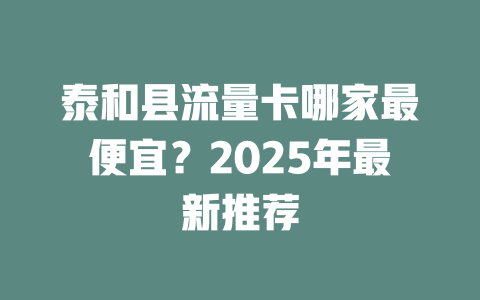 泰和县流量卡哪家最便宜？2025年最新推荐