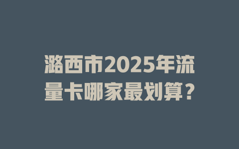 潞西市2025年流量卡哪家最划算？