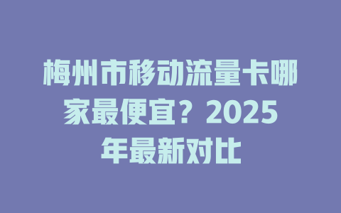 梅州市移动流量卡哪家最便宜？2025年最新对比