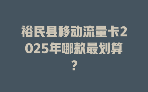 裕民县移动流量卡2025年哪款最划算？