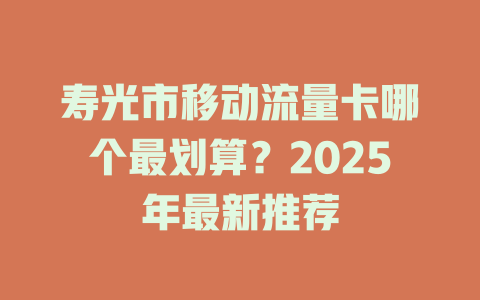 寿光市移动流量卡哪个最划算？2025年最新推荐
