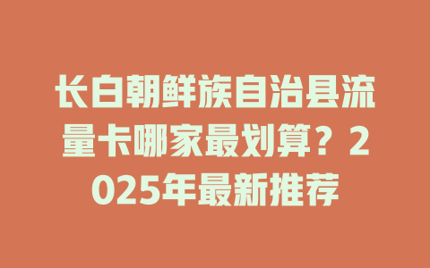 长白朝鲜族自治县流量卡哪家最划算？2025年最新推荐