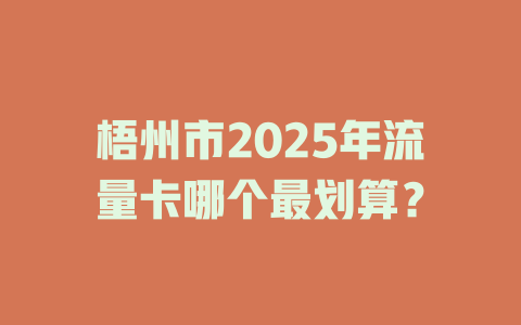梧州市2025年流量卡哪个最划算？