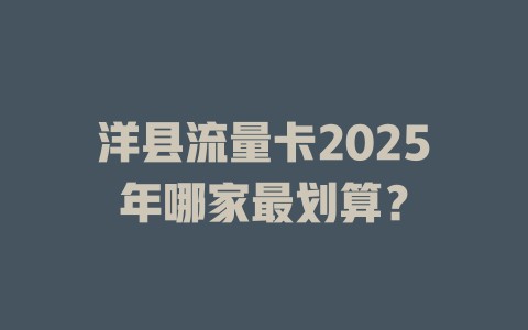 洋县流量卡2025年哪家最划算？