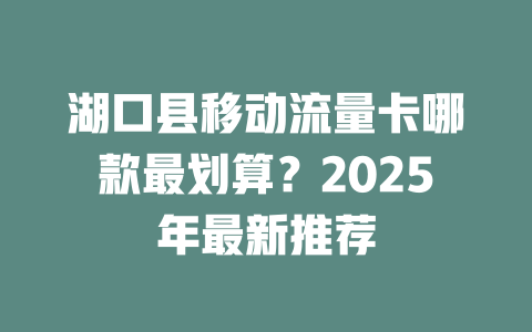 湖口县移动流量卡哪款最划算？2025年最新推荐