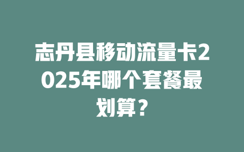 志丹县移动流量卡2025年哪个套餐最划算？