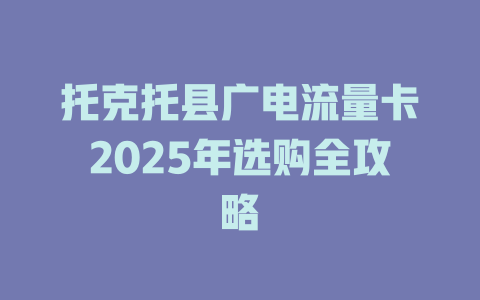 托克托县广电流量卡2025年选购全攻略