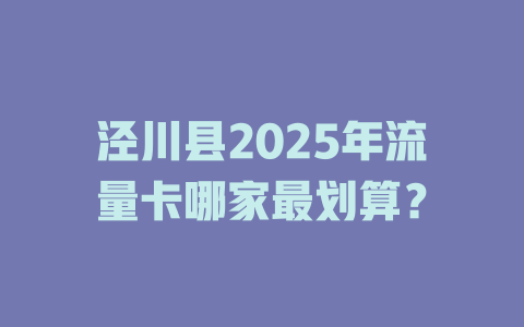 泾川县2025年流量卡哪家最划算？