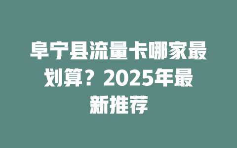 阜宁县流量卡哪家最划算？2025年最新推荐