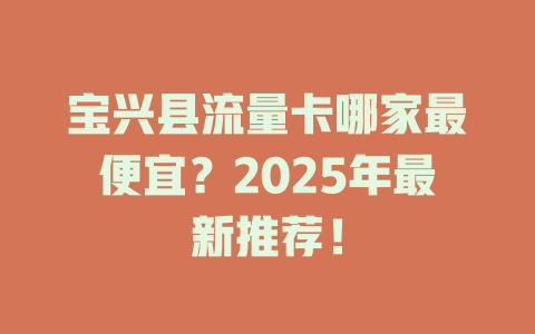 宝兴县流量卡哪家最便宜？2025年最新推荐！