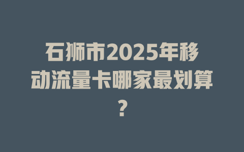石狮市2025年移动流量卡哪家最划算？