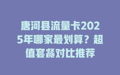唐河县流量卡2025年哪家最划算？超值套餐对比推荐