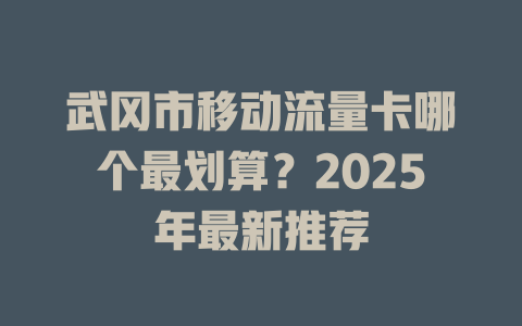 武冈市移动流量卡哪个最划算？2025年最新推荐