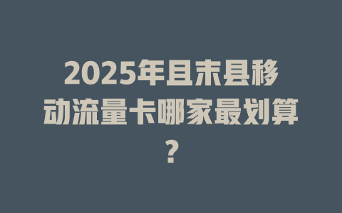 2025年且末县移动流量卡哪家最划算？