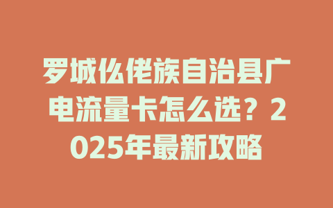 罗城仫佬族自治县广电流量卡怎么选？2025年最新攻略