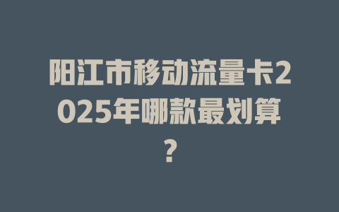 阳江市移动流量卡2025年哪款最划算？