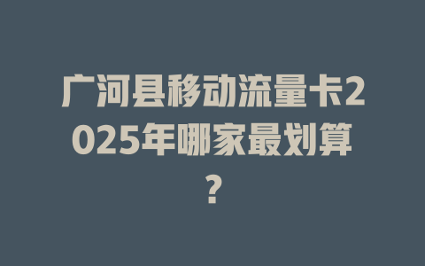 广河县移动流量卡2025年哪家最划算？