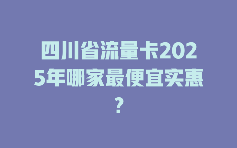 四川省流量卡2025年哪家最便宜实惠？