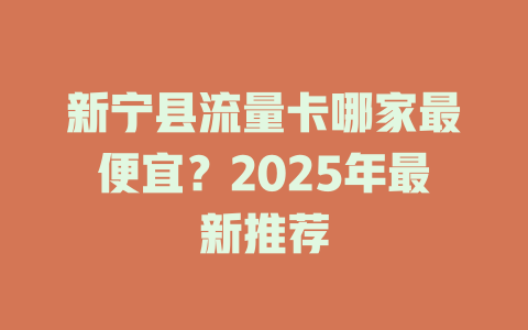 新宁县流量卡哪家最便宜？2025年最新推荐