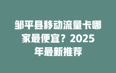 邹平县移动流量卡哪家最便宜？2025年最新推荐