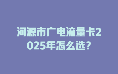 河源市广电流量卡2025年怎么选？