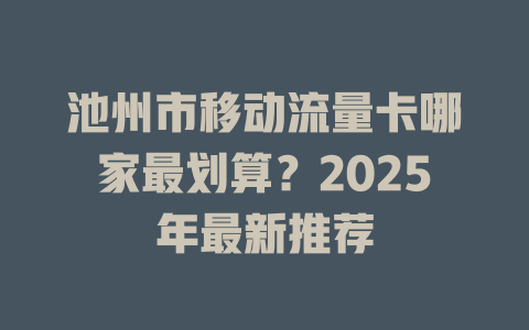 池州市移动流量卡哪家最划算？2025年最新推荐