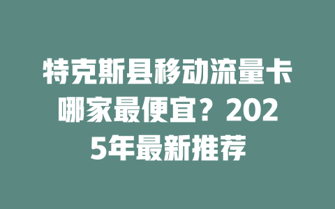 特克斯县移动流量卡哪家最便宜？2025年最新推荐