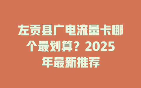 左贡县广电流量卡哪个最划算？2025年最新推荐