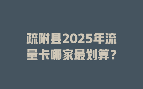 疏附县2025年流量卡哪家最划算？