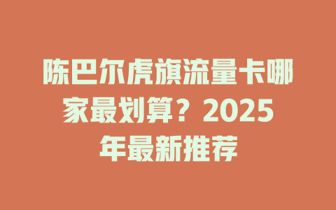 陈巴尔虎旗流量卡哪家最划算？2025年最新推荐