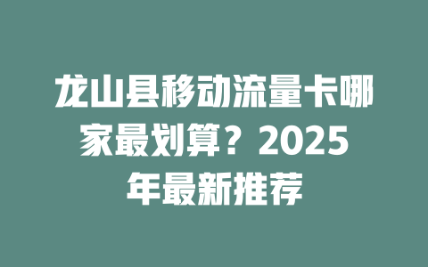 龙山县移动流量卡哪家最划算？2025年最新推荐