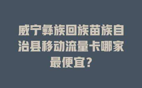 威宁彝族回族苗族自治县移动流量卡哪家最便宜？