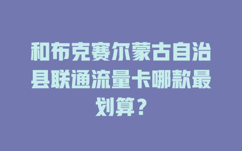 和布克赛尔蒙古自治县联通流量卡哪款最划算？