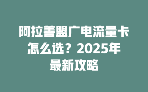 阿拉善盟广电流量卡怎么选？2025年最新攻略