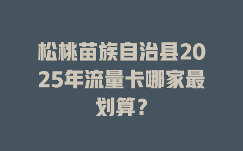 松桃苗族自治县2025年流量卡哪家最划算？