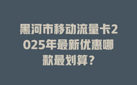 黑河市移动流量卡2025年最新优惠哪款最划算？