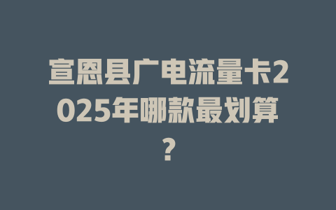 宣恩县广电流量卡2025年哪款最划算？