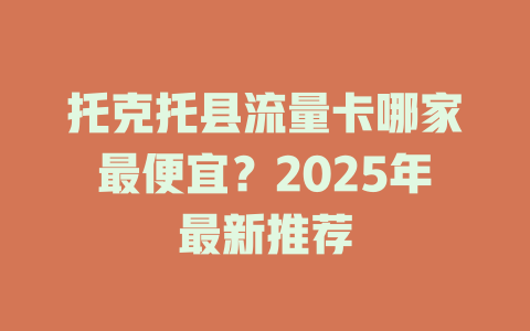 托克托县流量卡哪家最便宜？2025年最新推荐