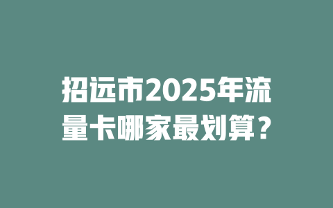 招远市2025年流量卡哪家最划算？
