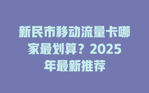 新民市移动流量卡哪家最划算？2025年最新推荐