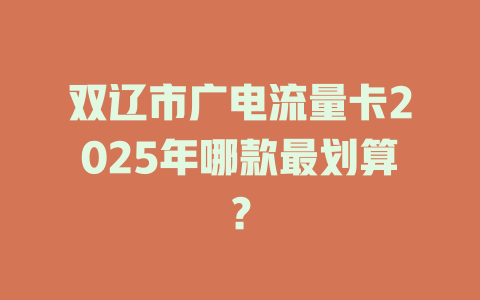 双辽市广电流量卡2025年哪款最划算？