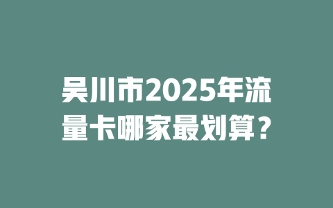 吴川市2025年流量卡哪家最划算？
