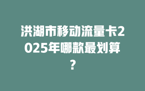 洪湖市移动流量卡2025年哪款最划算？