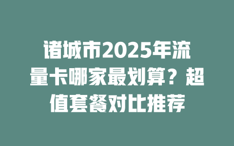 诸城市2025年流量卡哪家最划算？超值套餐对比推荐