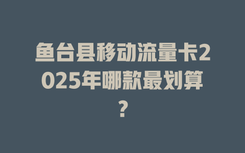 鱼台县移动流量卡2025年哪款最划算？